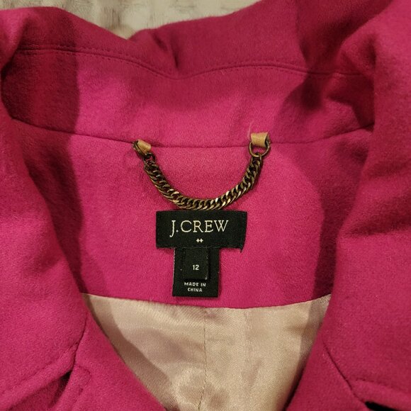 J. Crew Pink Wool Blend Pea Coat Sz 12 - Picture 3 of 5